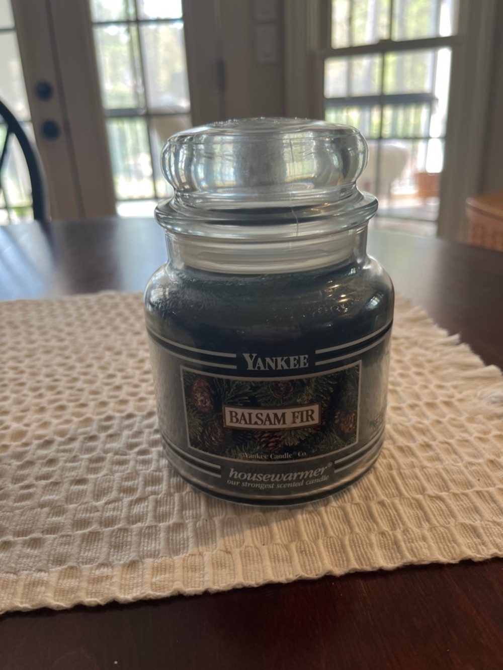 Yankee Candle black band Balsam Fir Jar Candle - Dark Green.  NEW.  14.5oz